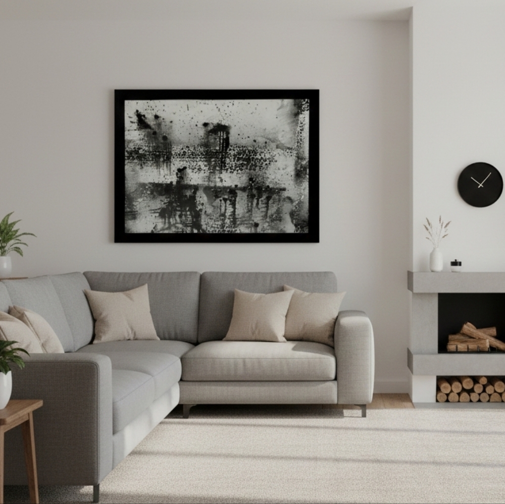BLACK FRAME HANDCRAFTED Abstract Painting HANDPAINTED Artwork Wall Art Decor